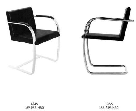 Ludwig Mies van der Rohe Cantilever chairs in Black leather and chrome frame