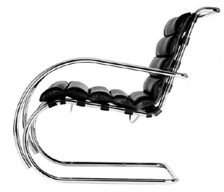 Ludwig Mies van der Rohe Cantilever easy chair in Black leather and chrome frame