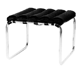 Ludwig Mies van der Rohe Foot Rest in Black leather and chrome frame