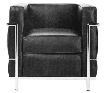Le Corbusier single seat sofa in black leather