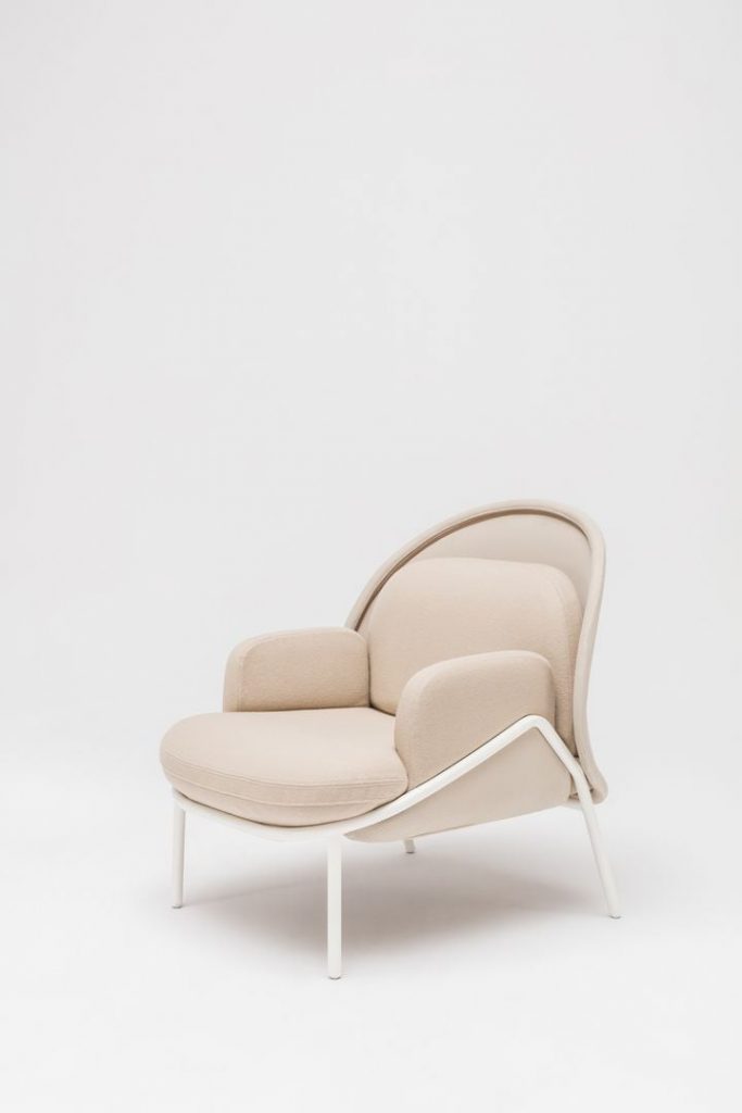 mesh cream armchair