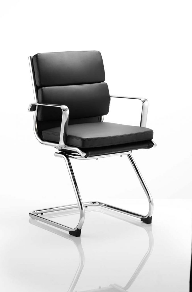 savoy canteliver medium back chair in back leather 
