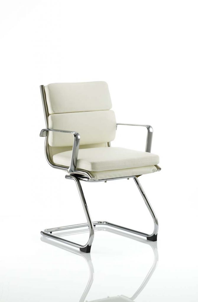 savoy medium back chair canteliver white leather